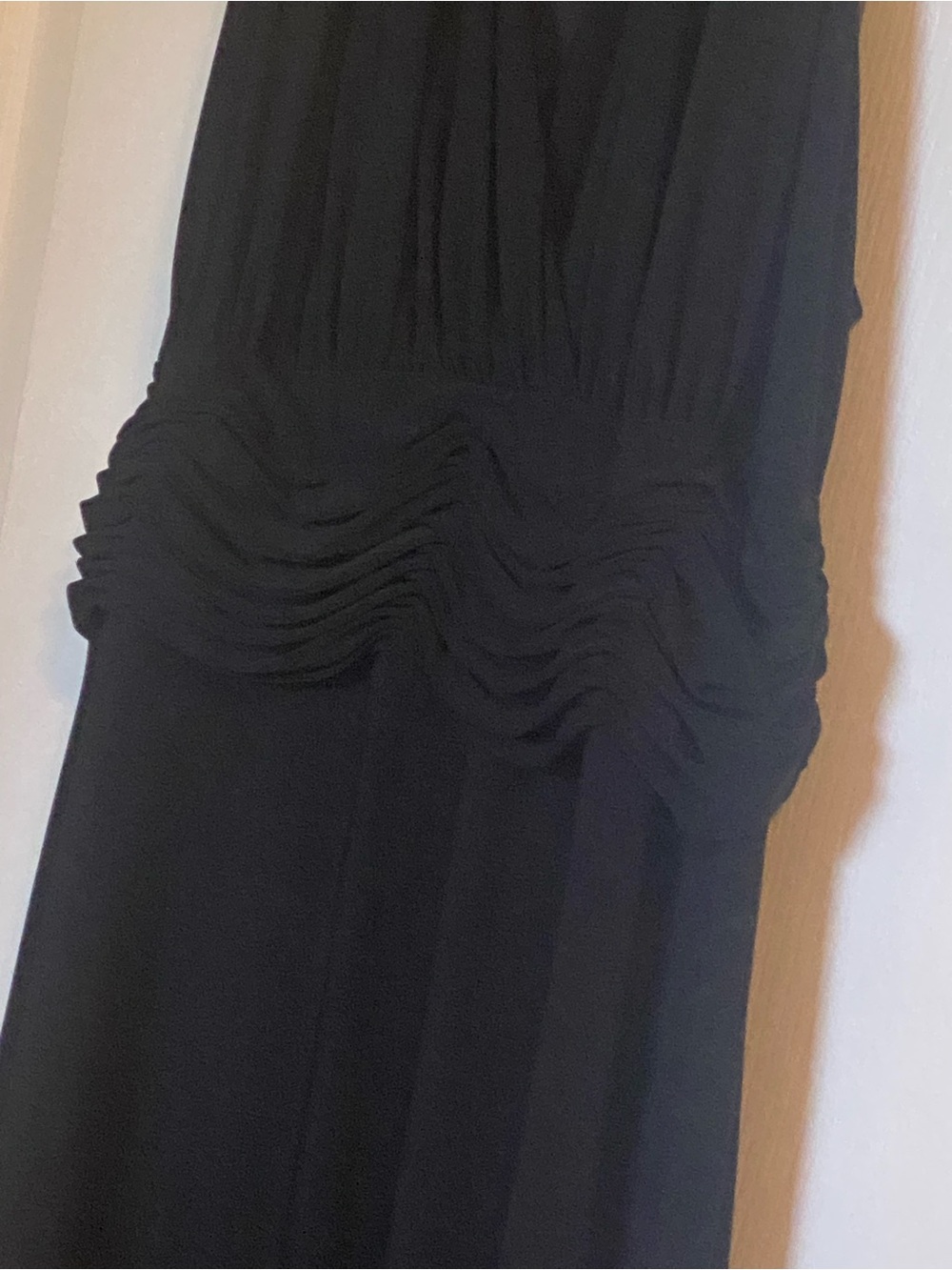 Evan Picone Black Sleeveless Ruched-Waist Maxi Dress
